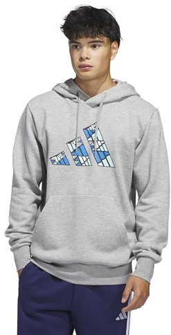adidas Men's Big Logo Graphic Hoodie, Medium Grey Heather, Large/Tall