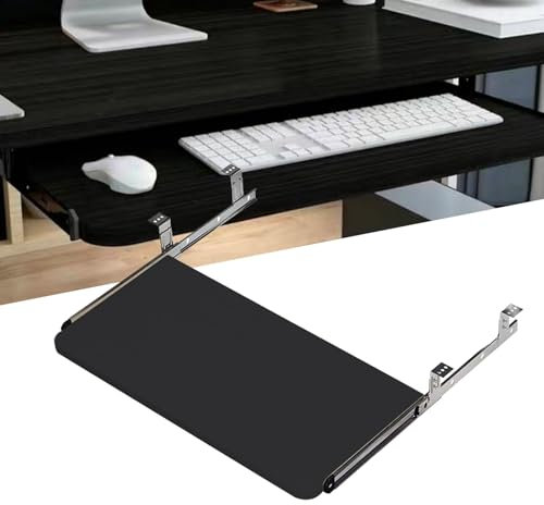 Tastiera Estraibile, Vassoio For Tastiera Regolabile, Cassetto Con Piattaforma For Digitare, Cassetto Scorrevole Ergonomico Adatto For L'apprendimento A Casa E L'uso In Ufficio(BLACK,54x27cm)
