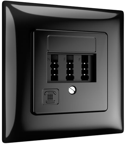 deleyCON 1 presa telefonica da incasso TAE NF/F presa di collegamento NFF 2 X porta telefono + 1 X postazione secondaria fax segreteria telefonica modem NTBA DSL splitter nero