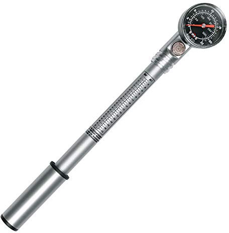 SKS GERMANY USP Dämpferpumpe (Luftpumpe für AV-Ventile, Präzisionsmanometer, Druckablassschraube, T-Griff, Dichtungssystem, max. Druck: 22 bar/315 PSI), silber