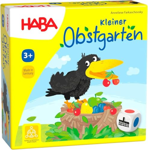 HABA Liten fruktträdgård – kooperativt tärningsspel från 3 år – främjar färg- och formmatchning och lagarbete – för 1-4 spelare – 1004907001