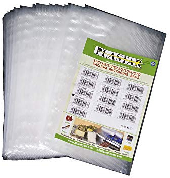 Plastar Pak - 100 Buste 25x35 per Sottovuoto Goffrate 105 Micron Sacchetti per alimenti