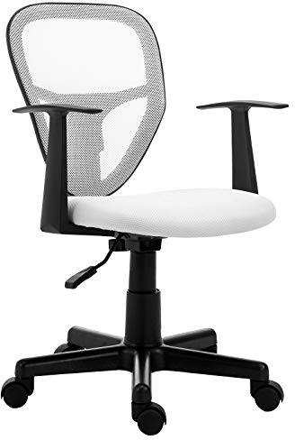 CARO-Möbel Kinderdrehstuhl Studio - Ergonomischer Schreibtischstuhl mit Armlehnen, Verstellbar, weiß - Ideal für Kinder, Atmungsaktives Mesh, Leichter Aufbau [bis 80kg]