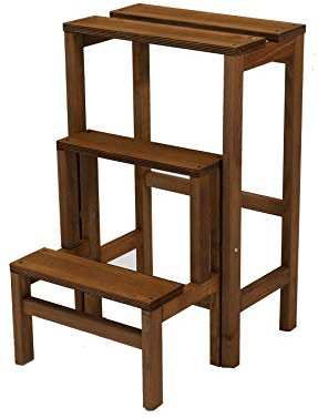 Tomaino Escalera de 3 peldaños, abatible, de Madera, Giulietta (Nogal)