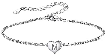 Silvora Pulsera Mujer Plata 925 Corazon Brazalete Inicial M Nombre