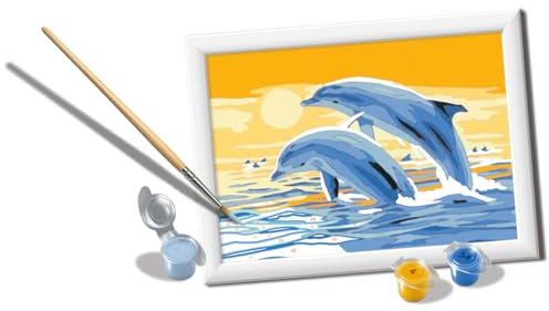 Ravensburger CreArt Delightful Dolphins Paint by Numbers Kit for Kids - Painting Arts and Crafts for Ages 7 and Up