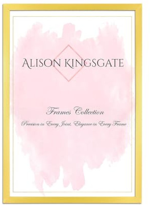 Alison Kingsgate Sleek GOLD Picture Frame for Photos & Posters - A2 | Engineered Wood, Shatterproof Perspex Front, Ideal for Wall Art Display, Documents, Certificate & Home Décor