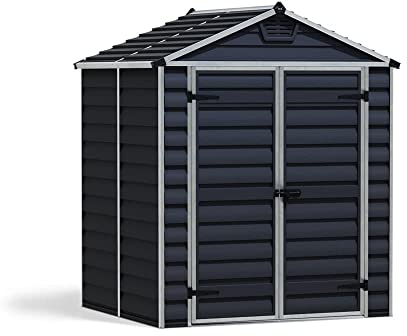 Canopia by Palram Gerätehaus Garten Skylight 6x5 Geräteschuppen Metall 185 x 154 cm Midnight Grey Polycarbonatplatten rostbeständig UV-Schutz
