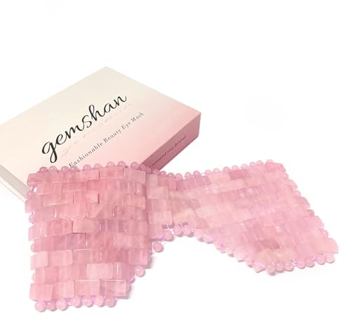 gemshan Jade Augenmaske Rosenquarz Augenmaske, natürliche Rosenquarz Kristall Schlaf Augenmaske, Beseitigen Falten Schwellungen Kopfschmerzen und Migräne Linderung Maske