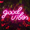 JEMESI Good Vibes Neon Schild, Rosa LED-Neonlichter, Led Leuchtreklame, Neon Wandleuchte, USB Buchstaben Neonlicht, Neon Schriftzug, Neonschilder für Geburtstagsfeier Wand Dekoration