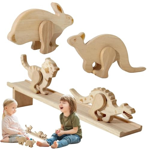 Giocattoli da passeggio su rampa in legno, giocattolo da passeggio su rampa per animali | Set di 5 animali in legno da a inerzia - Giocattoli per l'educazione precoce per coltivare l'osservazione per