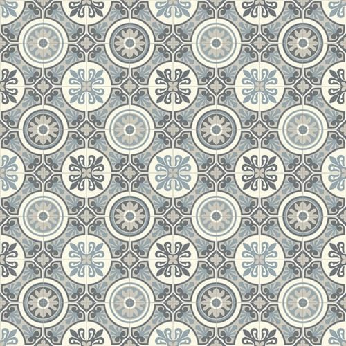 VINYL FLOORING UK Nordic Motif Blue Designer Effect Anti-Slip Vinyl Flooring For Kitchen, Bathroom, Dinning Room, 1.9mm Thick Vinyl Sheet -1 X 4 mt