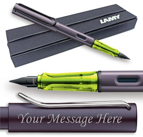 Lamy Al-Star Füllfederhalter, Farbe und Federbreite wählbar (in Geschenkbox), Gravur erhältlich (breite Feder, auberginefarben)