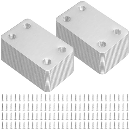 JEUIHAU 40 piastre di giunzione piatte da 60 × 38 mm, in acciaio inossidabile, staffe piatte di supporto per riparazione e fissaggio, mobili, letti, tavoli, mensole, legno