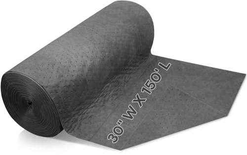 150' L x 30 W Absorbent Mat Roll, Heavyweight Oil and Watter Pads