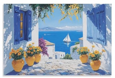 NQHXLRUDC Pintura en la playa Cuadro Sobre Lienzo Lienzos Decorativos Cuadro Decorativos Paisaje cultural Lona Sala De Estar Dormitorio Cocina Oficina Hotel Restaurante Baño Bar 16x24inch(40x60cm)