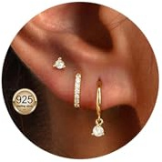 14K Gold Stud Hoop Earrings Set for Women Earrings Stacks Dainty Small Hoop Earring-s Sets For Multiple Piercing Hypoallergenic Dangle Cartilage Huggie Hoop Earring-s Gold Jewelry for Women Gifts