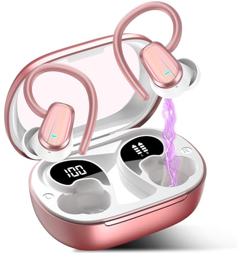 OYIB Auriculares Traductores en Tiempo Real 164 Idiomas, 3 in 1 AI Auriculares Traductor de Idiomas con App y 7 Modos de Traducción, 50H Cascos Inalambricos Bluetooth 5.4 para Negocios, Oro Rosa