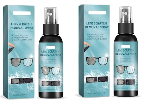 Eliminador de Arañazos para Gafas,Spray de Eliminación de Arañazos de Lentes,Spray Limpiador de Gafas,Sprays Reparador de Lentes,Reparador De Rayaduras En Lentes,100 ml,2 Piezas