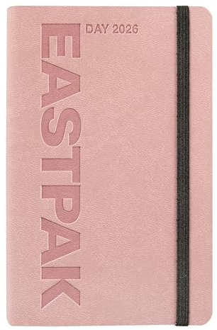 EASTPAK Agenda officiel 2026 Eastpak Agenda journalier 12 mois Midi, planificateur quotidien avec 352 pages, élastique, poche de transport, signet, calendrier 2026 et 2027, format 9 x 14 cm, Mauve