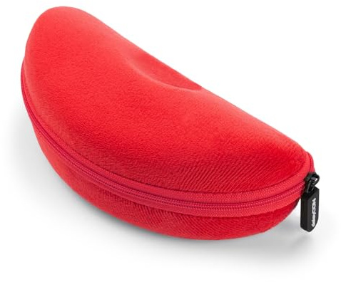 deleyCON Estuche para Gafas Hardcase con Acabado de Terciopelo (Incluye Funda de Microfibra y Paño de Limpieza) - para Gafas, de Lectura & de sol - Rojo