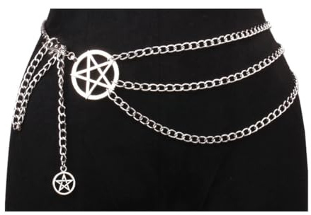WERIGONI Cintura a catena in un unico pezzo, cintura a catena multistrato stile Y2K, catena regolabile in stile punk per la vita, cintura gioiello donna