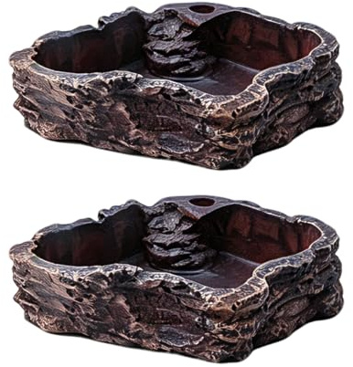 2 Pcs Tortoise Water Bowl, Essential Tortoise Bath for Daily Hydration and Feeding, Reptile Water Bowl for Terrarium Habitat, 10 * 8 * 2 cm Durable Design