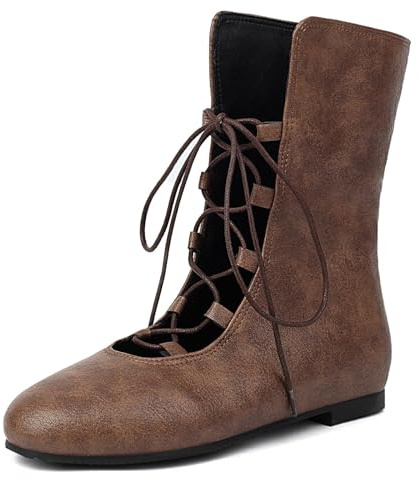 Generisk unisex stövlar i brittisk stil med platt kuvert och medelhöga skaft ankelstövlar och ridstövlar, skor damer eleganta, fritidsskor bekväma, Oktoberfest skor traditionell
