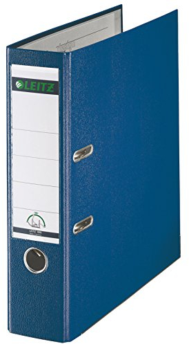 Leitz Qualitäts-Ordner 180° Plastik, das Original, DIN A4 Aktenordner 8 cm breit, 90% Recycling-Karton, 30% Pre-Consumer Recycling-Kunststoff, Mit 180° Mechanik, 600 Blatt Kapazität, Blau, 10105035