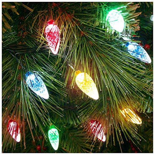 100x Multicoloured LED Faceted Cone - Indoor/Outdoor Christmas Tree Lights - Green Wire - 8264GM