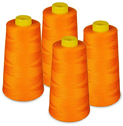 Lialina® Filo da Cucire Overlock 4 Bobine a Cono da 2700m 40S/2 100% Poliestere Colore Arancione Cod. 147