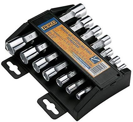 Alyco 191485 - Juego 9 llaves de tubo hexagonales Cr-V bocas forjadas UNE 16586 en soporte plastico
