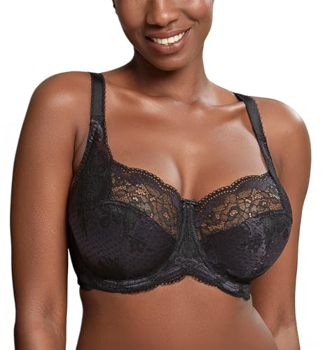 Panache Women's Clara Full Cup Everyday Bra, Black (Charcoal/Black), 30DD