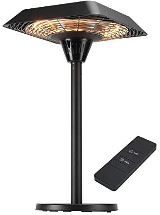 Heat Outdoors Shadow Diffusion Table Top Heater - 2.1 kW Carbon Elements Free Standing Patio Heater - Water-Resistant Stylish Outdoor Portable Heating Unit with 3 Adjustable Heat Settings