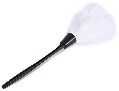 1pc Fashion Turkey Feather Duster with Black Plastic Handle Cleaning Tool White 35cm Stylish and Popular
