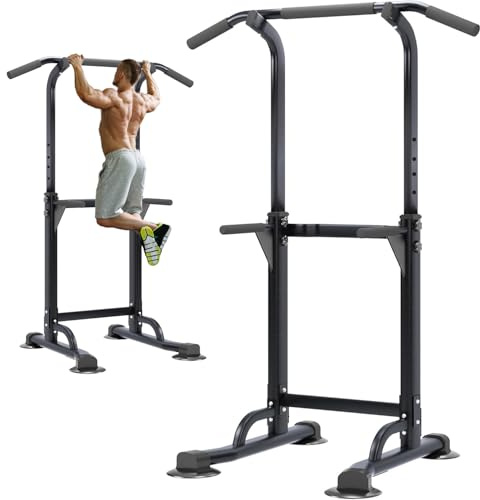 soges Power Tower Pull Up & Dip Station Multi-Function Home Strength Training Fitness Workout Station Height Adjustable, PSBB005-N