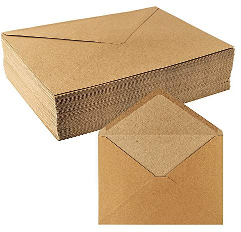 Sobres de papel de estraza, 100 unidades, 110 g/m², sobres, sobres para tarjetas de felicitación, invitación, tarjetas de cumpleaños (DIN C5, 16,2 x 22,9 cm)