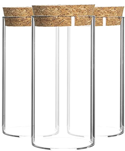 Argon Tableware Glass Storage Jar with Cork Lid - Pack of 3-110ml Small Kitchen Storage Canister - Clear Glass Spice & Food Container Jar for Herbs, Seasonings, Pantry Storage & Kitchen Organisation