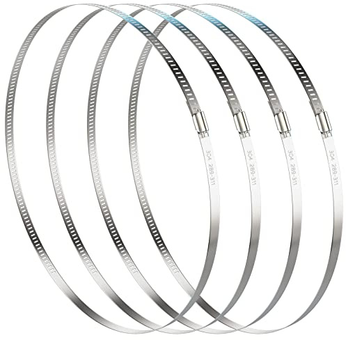 NEBURORA 289-311 mm stor slangklämma justerbar 304 rostfritt stål kanalklämmor 4-pack maskdriv slangklämmor 30,48 cm diameter bränsleledningsslangklämmor för torktumlare ventilationsluftkanal bil rör