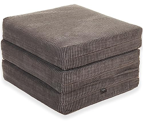 Gilda Adult Z Bed Futon Mattress Chair Footstool Morphing Furniture (5KG Deluxe Foam, Grey)
