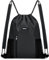 WANDF Kordelzug-Rucksack mit Schulterpolster, Sport-Gym-Rucksack mit Netztasche, Kordelzug-Rucksack für Damen und Herren (Schwarz)