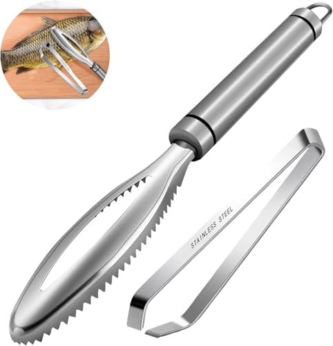 Viojrlly Squamatore per Pesci in Acciaio Inox, Pinza per disossare, pulitore per Pesci a rimozione Rapida, squamatore per Pesci seghettato, Cucina, Strumenti per Il Mercato dei Frutti di Mare