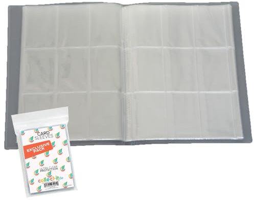 Bundle mit Leere Sammelmappe - 32 Seiten (576 Karten) - Ideal für Sammel Bilder/Karten - Farbe Neutral + Exklusive collect-it Hüllen