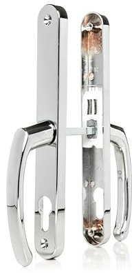 TSS 70mm PZ UPVC Door Handles Set Suits Cego Locks - Lever/Lever - 70mm PZ (Centres) - 215mm Screw to Screw - Backplate 245mm X 32mm - UPVC Door Handle - Replacement PVC Door Handle (Polished Chrome)