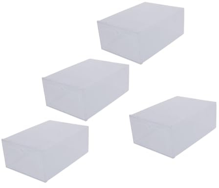 Warmhm Scatole Trasparenti per Scarpe 4 Pezzi in Pp Bianco Cassetto Organizer per Conservare e Mantenere Pulite le Scarpe per Uso in Armadio e Casa