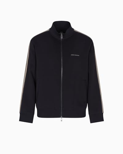 Armani Exchange Men's Long Sleeve Side Logo Lettering Zip Closure, Sweatshirt, Blue, XL, deep navy, XL