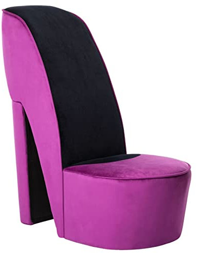 Sufrk Fauteuil en forme de chaussure avec talon haut en velours violet, fauteuil rembourré avec dossier à coquille en velours, fauteuil de salon et chambre à coucher, super confortable, fauteuil relax