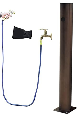 Generico Colonna d'Acqua da Giardino Indipendente, Colonna d'Acqua per Esterni, Rubinetto per Fontana d'Acqua da Esterno Indipendente e Durevole con Pistola a spruzzo da 23 Piedi - Rubinetto da giar