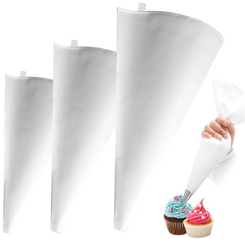 3 pezzi sacche di tubazioni riutilizzabili, sacchetti di glassa 3 dimensioni diverse borse per tubatura riutilizzabile in tessuto di cotone borse per pasticceria glassa per la lacrime per i biscotti
