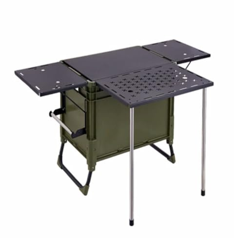 Storage Bins Outdoor Camping Picnic Barbecue Storage Box, Multifunction Folding Table Storage Box Container with Extended Table, for Camping, Garden Home Family Gathering Folding Storage Camping Box(G